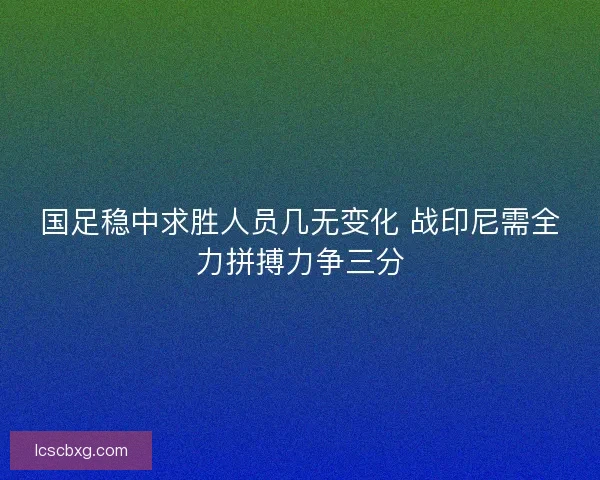 国足稳中求胜人员几无变化 战印尼需全力拼搏力争三分 国足稳中求胜人员几无变化 战印尼需全力拼搏力争三分