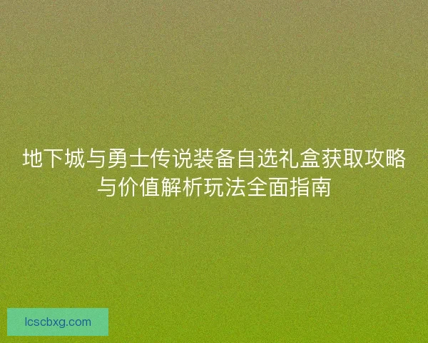 地下城与勇士传说装备自选礼盒获取攻略与价值解析玩法全面指南